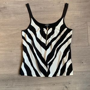 Express Zebra Front Zip Tank